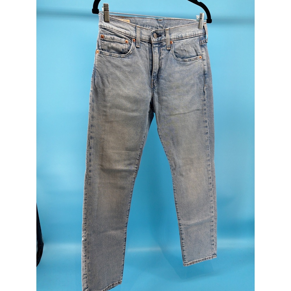 Levis Premium 502 Regular Taper Jeans Mens‎ W29 L30 Light Wash Blue Denim